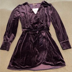 Kittenish Velvet Wrap Dress